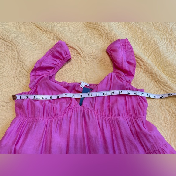 🌼H071 NWT Blu Pepper L pp17 unstretched Pink Ruffled Casual Dress - Picture 9 of 13